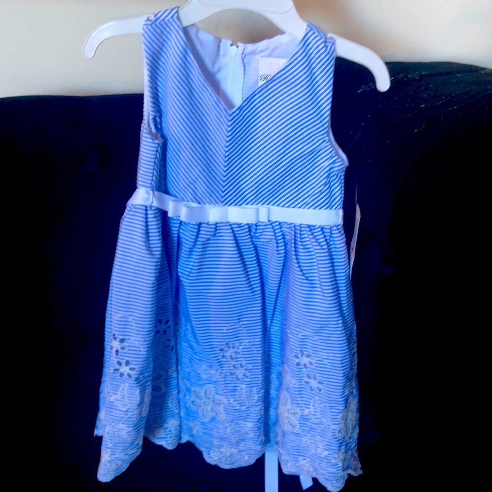 Lt blue scallop Btm slvlss dress w/ ribbon bow